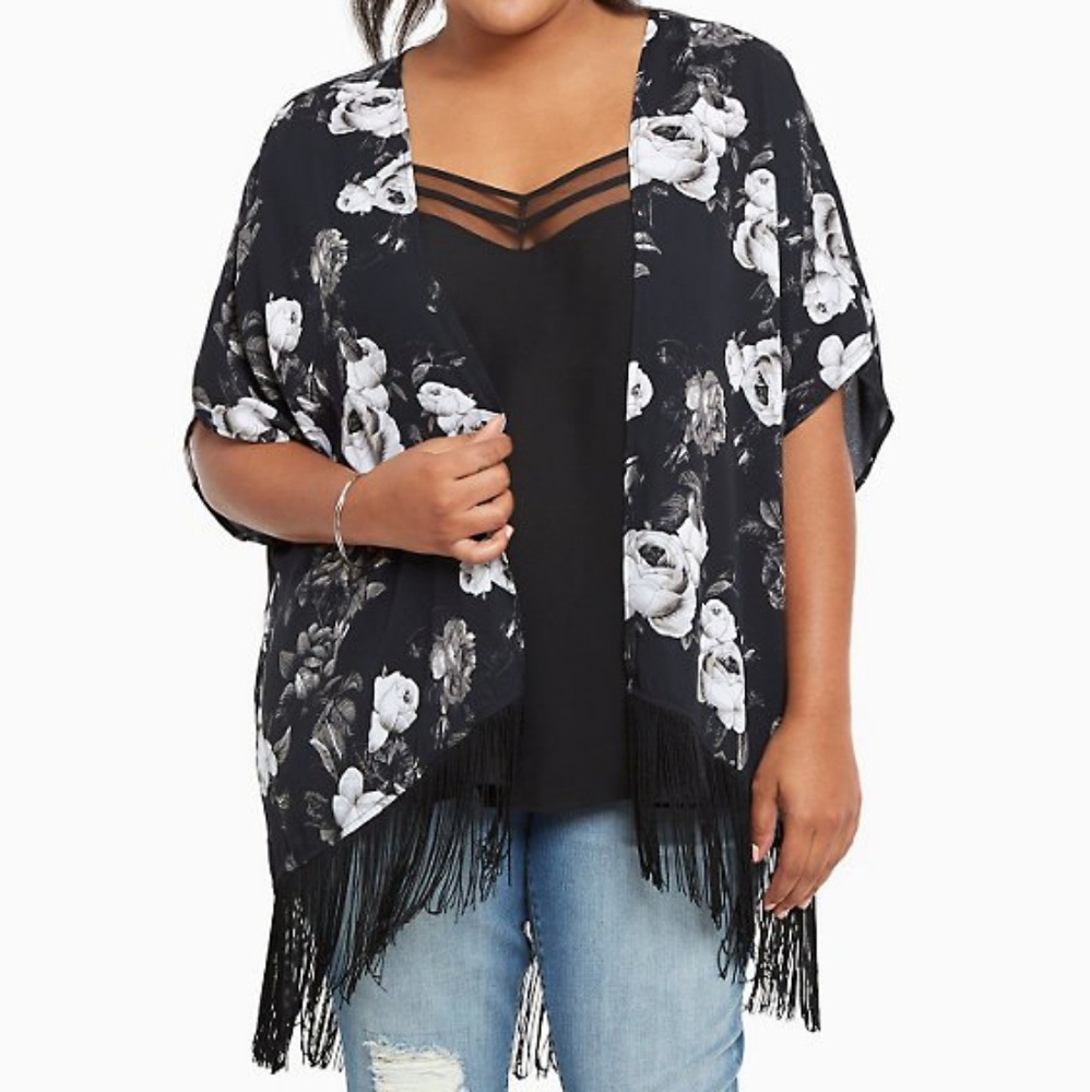 Gorgeous Floral Fringe Kimono